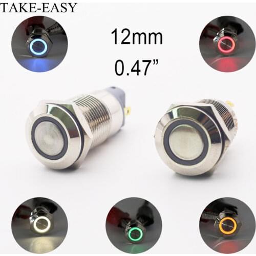 TAKE-EASY Electronics Button Switch 12mm Led Light Metal Waterproof Push Button Switch Momentary Switches Home Improvement