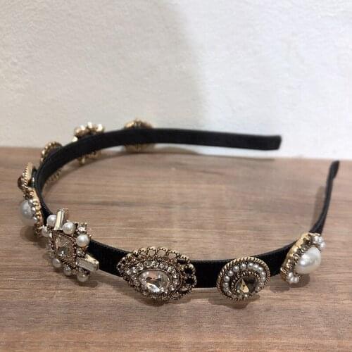 Fashion Elegant lady beads lace Crystal flowers hair hoop Hair Accessories Women Girls Handmade Hair Band Hairbands headwear