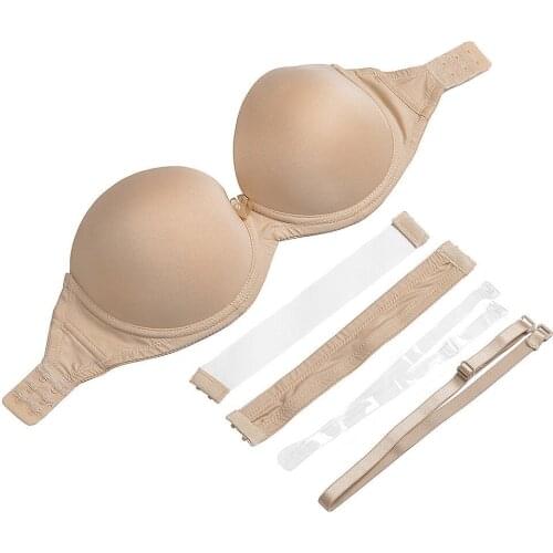 Fashion Sexy Women Multi-way Padded Bra Invisible Tranparents Back Clear Bras Wedding Dress Underwear Multiway Halter Neck Bras