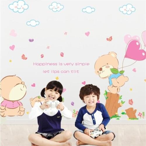 Cartoon bear creative 3D wall sticker living room bedroom wall decoration anime poster wall stickers for kids rooms pvc