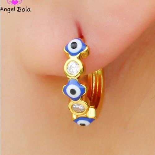 Muslim Fashion Lucky Devil Eyes Golden Circle Feminine Charm Crystal Earrings High-end Jewelry Ladies Party Gifts Wholesale