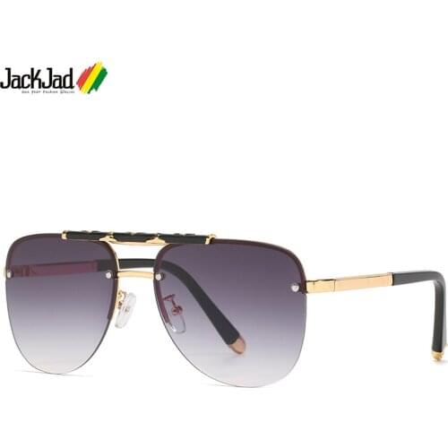 JackJad Vintage Half Frame Metal Pilot Style Gradient Sunglasses Men Classic Luxury Brand Design Sun Glasses Oculos De Sol 10213