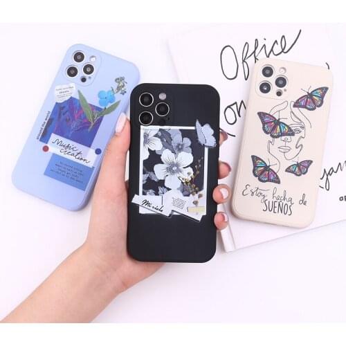 Butterfly Comfort Liquid Silicone Phone Case For iPhone 11 12 Pro Max Mini X XR XS 7 8 Plus Soft Shockproof Back Cover Shell