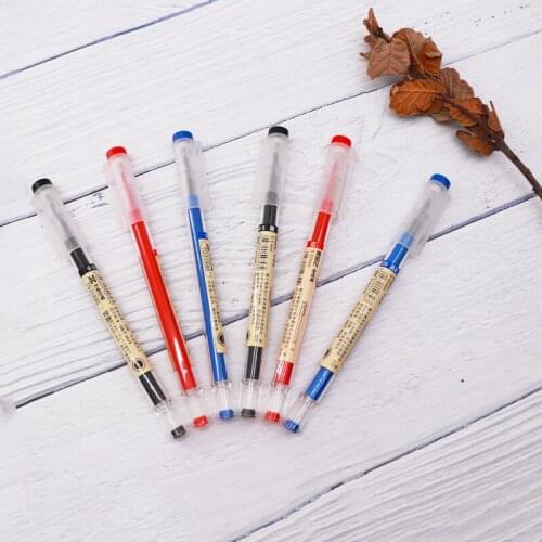 Ink Gel Pens Set 6Pcs 0.35mm Black / Blue / Red Refills Gel Ink Pen Sketch Drawing School Stationery Student Exam Writing Tools