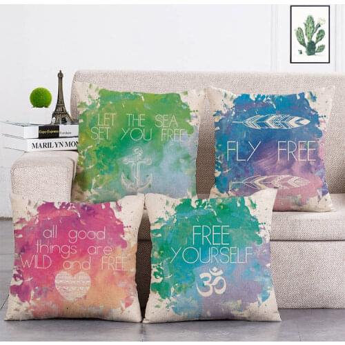 Letter Fly Free yourself Cushion Cover Pillow Cover Home Decorative Pillows Cover Pillowcases housse de coussin T93