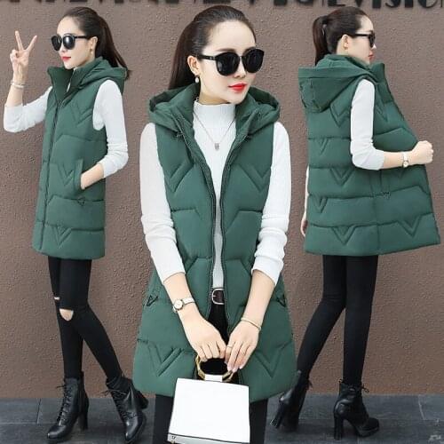 2021 New Hooded Vests Parkas Fashion Winter Jacket Women Casual Thick Down Cotton Winter Coat Women Warm Waistcoat
