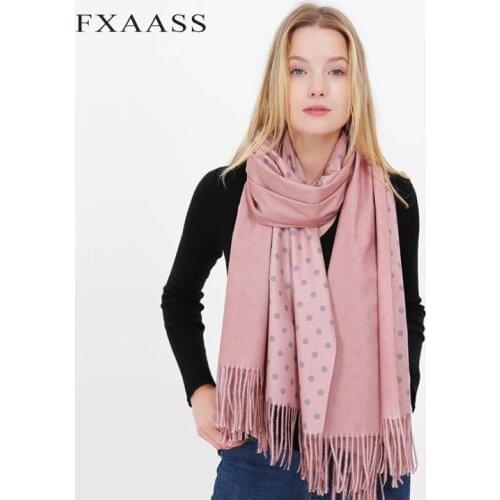 FXAASS New Autumn/Winter Shawl Fashion Dot Women Large Scarf Luxury Tassel Cashmere Scarves Thicken Warm wholesale