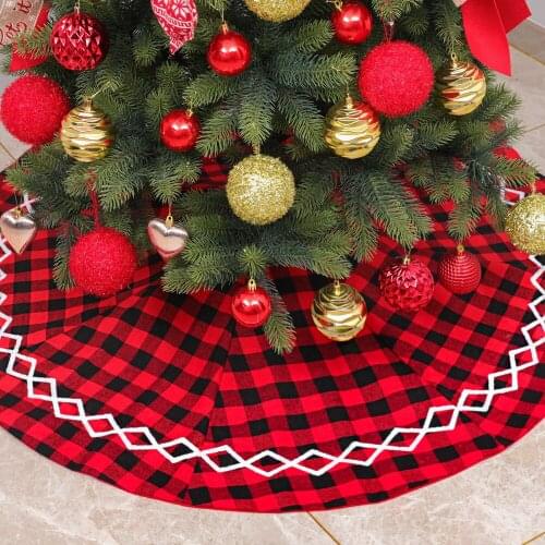 New Christmas decoration flower lattice tree skirt 48 inch embroidery Christmas tree skirt bottom apron Christmas tree skirt