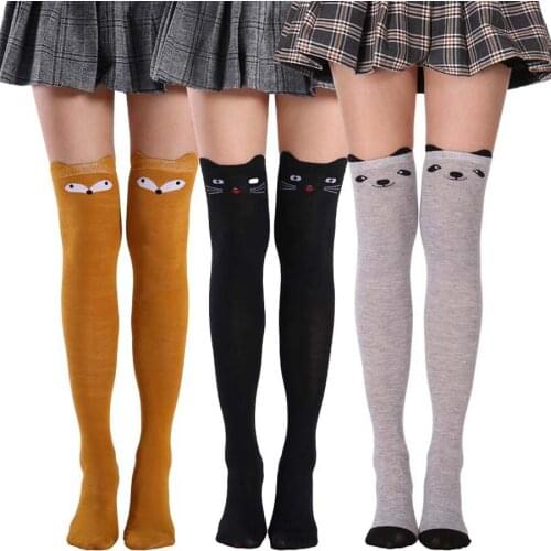 Womens cotton knee high socks multi-color stripe breathable stretch stockings dance party Cosplay