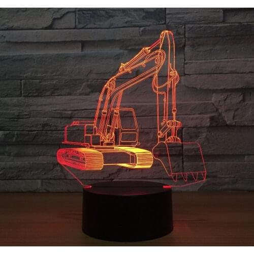 New Excavator 7 Colors Lamp 3D Visual Led Night Lights For Kids Touch Usb Table Lampara Lampe Sleeping Nightlight Motion Light