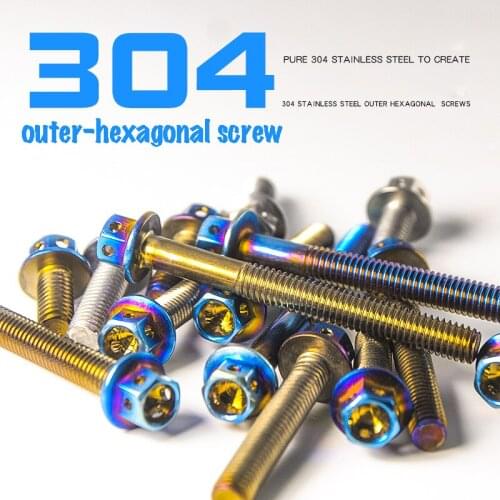 New 10pcs M6 Motorcycle Custom Fairing Body Bolt Outer Hexangular 304 Stainless Steel Screw Nut Colored-Plating Car Accessories