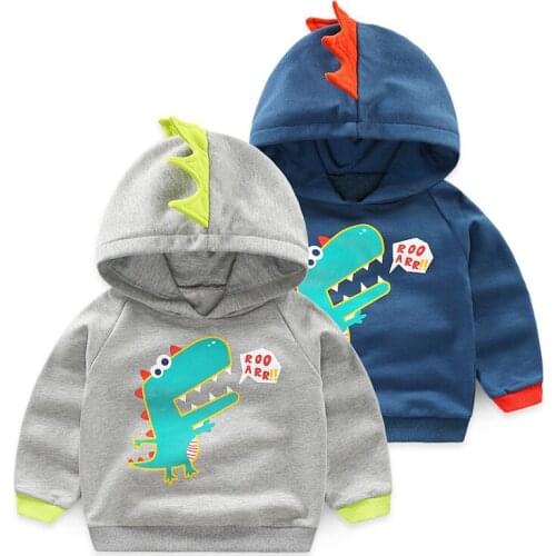 Cartoon Animal Boy Clothes Baby Dinosaur Hooded Sweater Long Sleeve Sweatshirts Outwear Babe Tees Children Tops