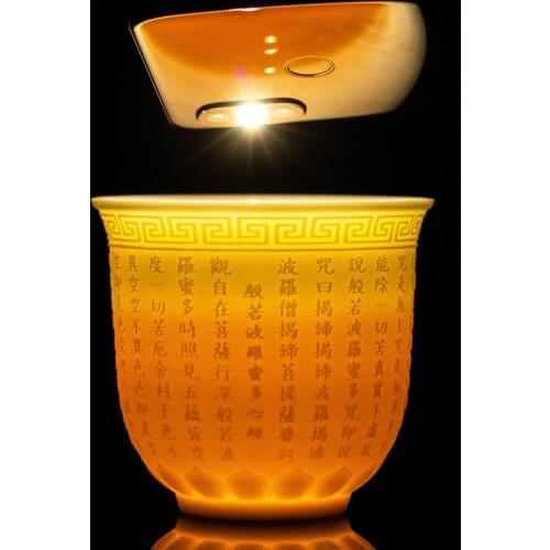 A single cup of office gifts for tea pottery and tea sets made of mutton fat and jade heart by Longfeng Baifu