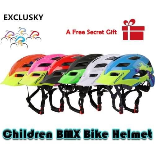 Exclusky Kids Bicycle Helmet Ultralight Breathable Fit 5~13 Years Children BMX Bike Helmet Outdoor Safety Sports Cycling Helmet