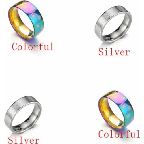 Popular rainbow stainless steel ring dog paw bear paw titanium steel four claw stainless steel ring