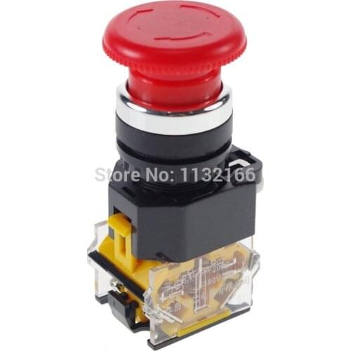 22mm Mounting 10A CNC Motor Rotary Red Emergency Stop Mushroom Pushbutton Switch