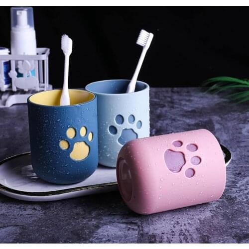 Simple Toothbrush Tumbler Multifunctional Reusable TPR Cats Paw Pattern Toothbrush Cup Bathroom Travel Portable Washing Cup new
