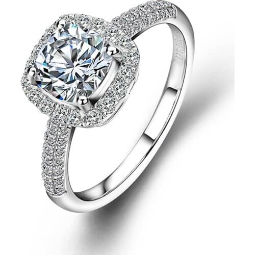 Romantic Classic Engagement Ring Cushion Shape Moissanite Setting 18k White Gold Wedding Ring For Women