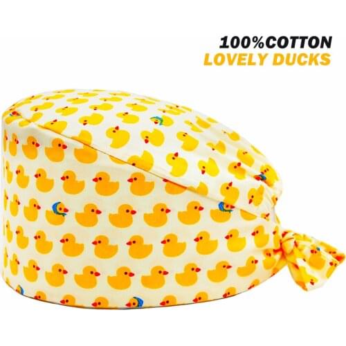 Work Scrubs Hat Anime Adjustable Tie Back Cotton Nursing Cap Beauty Salon Clinic Dental Lab Working Scrub Hat Nurse Accessories