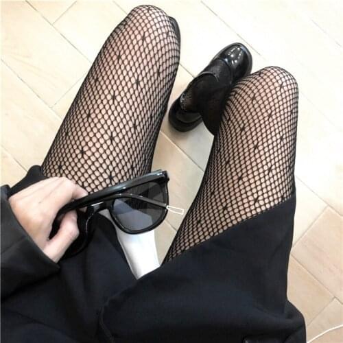 Sexy Ladies Black Pantyhose Sexy Silk Polka Dot Hollow Mesh Stockings Hollow Nylon Heart Printing Pantyhose Stockings