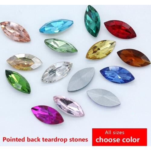 All-size 25-color Point Back Crystal Rhinestone jewels diamante Faceted Glass stone Beads Gems shoes clothes trim jewelry design