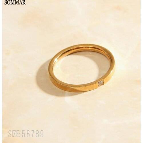 SOMMAR gifts Gold color size 5 6 7 8 9 Female Friend wedding ring circular couple ring Jewelry on the neck diy