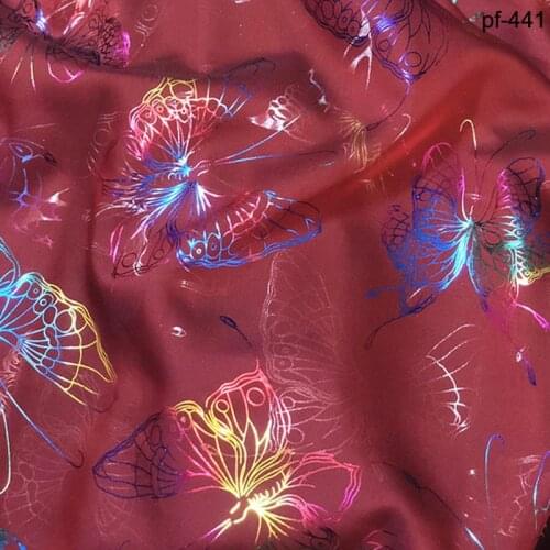 Dancing dress chiffon fabric Bronzing Butterfly Fabric Bronzing Gold and Silver cosplay sewing wedding costume DIY