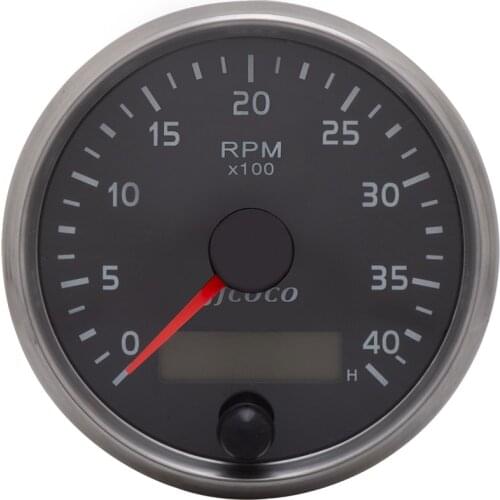 Universal 85MM Tachometer 0-4000RPM 12V/24V RPM Gauge Amber/White Light Tacho Meter With LCD Hourmeter For Diesel Car Boat