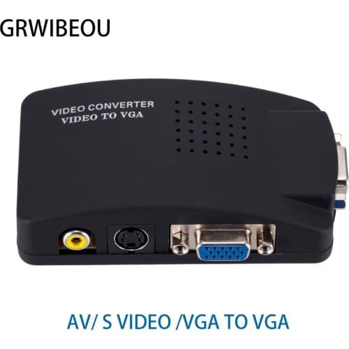 Vga S-video composite RCA AV to VGA switch converter for dvd dvr vcr monitor video to vga adapter vga output box