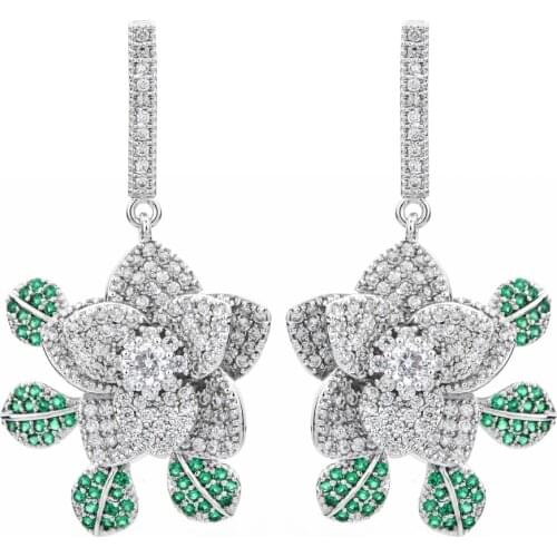 High-quality plant flower zircon earrings, fashion jewelry gifts for women/girls at banquet and wedding parties ER-320