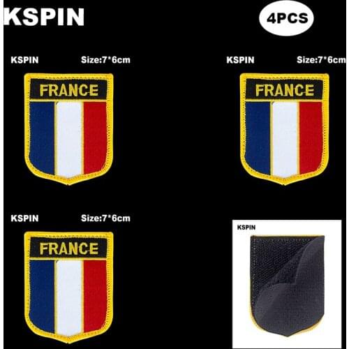 National Flag Patch Hook Loop France Badges Armband 3D Stick on Jacket Backpack Stickers