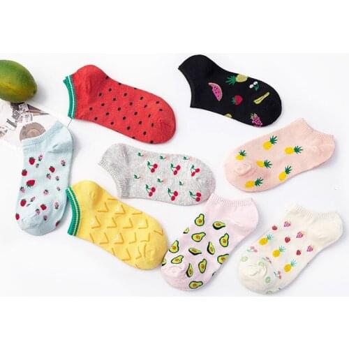 Womens socks Japanese new arrival sweet casual cartoon fruit ladies watermelon cotton shallow mouth sports female boat sock
