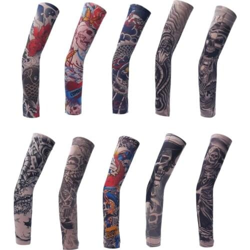 10 models New Fashion Mix Nylon Stretchy Temporary Tattoo Sleeves Arm Stocking Cover Gift