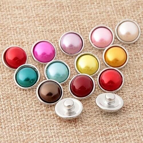 10pcs/lot Snap Jewelry Lots DIY Round Pearl Mini 12MM Snap Buttons with Zinc Alloy Bottom for Snaps Bracelets Bangles Earrings