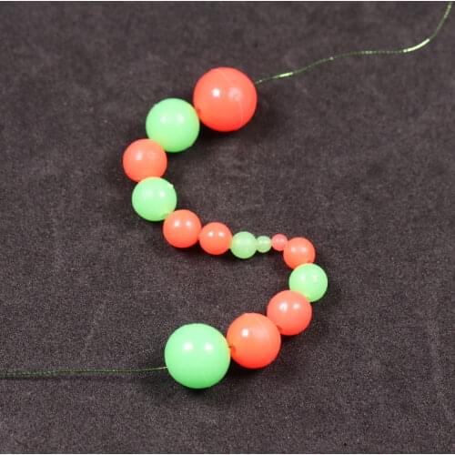 100PCS Green Red Round Soft Rubber Luminous Fishing Beads Glowing Sink Rigs Balls Fishing Tackle Lure Accessories