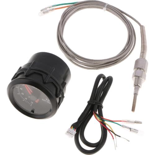 2'52mm 7 Color LED Car Exhaust Gas Temp Gauge EXT Temp Meter EGT With Sensor Blue Digital Voltage Display