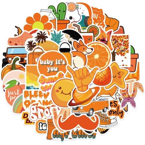 25/50PCS Cartoon Orange Small Fresh Cute Graffiti Scooter Laptop Waterproof Stickers Decorative Toys Wholesale
