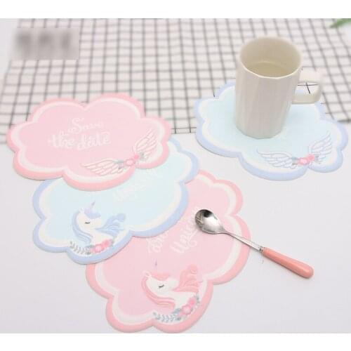 3 pcs Cloud Unicorn Cartoonchild resistant silicone heat insulation pad placemat beverage coaster home Car anti-skid table mat