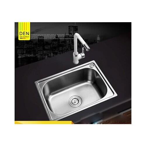 450X390x200mm 304 stainless steel Kitchen Sink,brushed, Single Bowl slot vegetable trough tank with Faucet Basket Drain Assembly