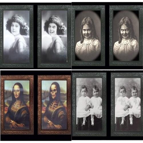 3D Lenticular Ruler Ghost Picture Frame Changing Face Halloween Decoration Props Horror Craft Supplies Terror Party Decor