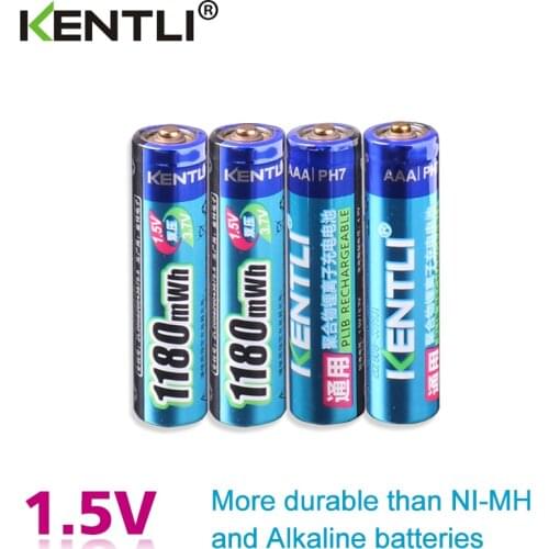 KENTLI 4pcs no memory effect 1.5v 1180mWh AAA lithium li-ion rechargeable batteries battery