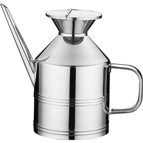 625ML European-Style Stainless Steel Oil Can Household Kitchen Leak-Proof Long-Mouth Mirror Light Soy Sauce Bottle