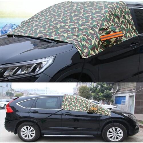 Car Sun Shade Windshield Cover With Rear Mirror Covers Sun Snow Protection Waterproof Windproof Cover With 4 Elastic Straps