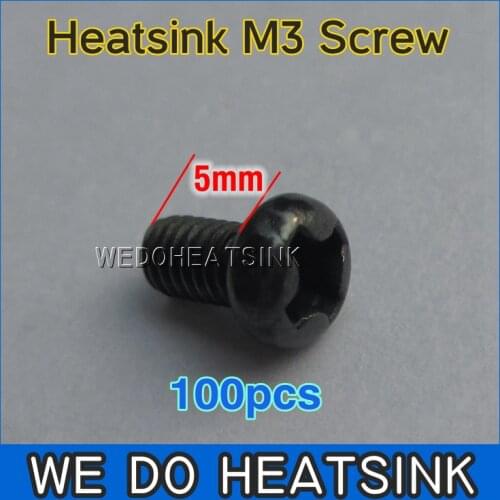 Free Shipping 100pcs Aluminium Heatsink M3 Black Screw 5mm Length Carbon Steel For TO220