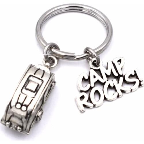 Camper Trailer Camp Rocks Charm Keyring Camping Lover Keychain DIY Handmade Jewelry Gifts for Women Girls