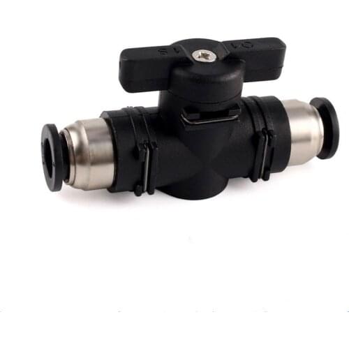 Black Pneumatic Pipe Tube Fitting Switch Manual Ball Valve Switch Quick Connector Tube OD 4 6 8 10 12mm