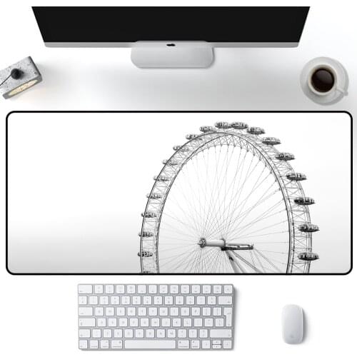 Ferris wheel Black and white Mouse Pad Large landscape Solid Color Pads landscape MousePad 900x400mm Gaming Accessories desk mat