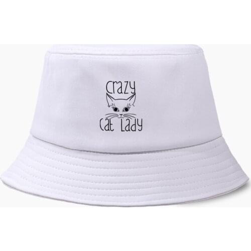 Crazy Cat Lady Funny Slogan Ladies Fit Bucket Hat Panama Men Cap Women Bob Fishing Hats Cotton Outdoor Sunscreen Fisherman Caps