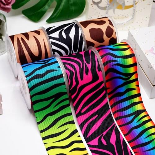 DIY Cartoon Leopard Printed Grosgrain Ribbon For Craft Supplies Sewing Accessories 5 Yards. 3212