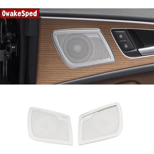 For Audi A6 C7 2012-2018 Audio Horn Modified Accessories Car Door Loudspeaker Net Cover Panel Decoration Sticker Trim